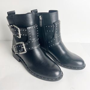 Charles Albert black studded Moto boots